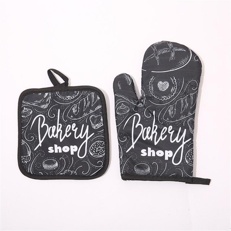 Piece Cute Non-slip Black Gray Cotton Fashion Nordic Kitchen Cooking Microwave Gloves Baking BBQ Potholders Oven Mitts