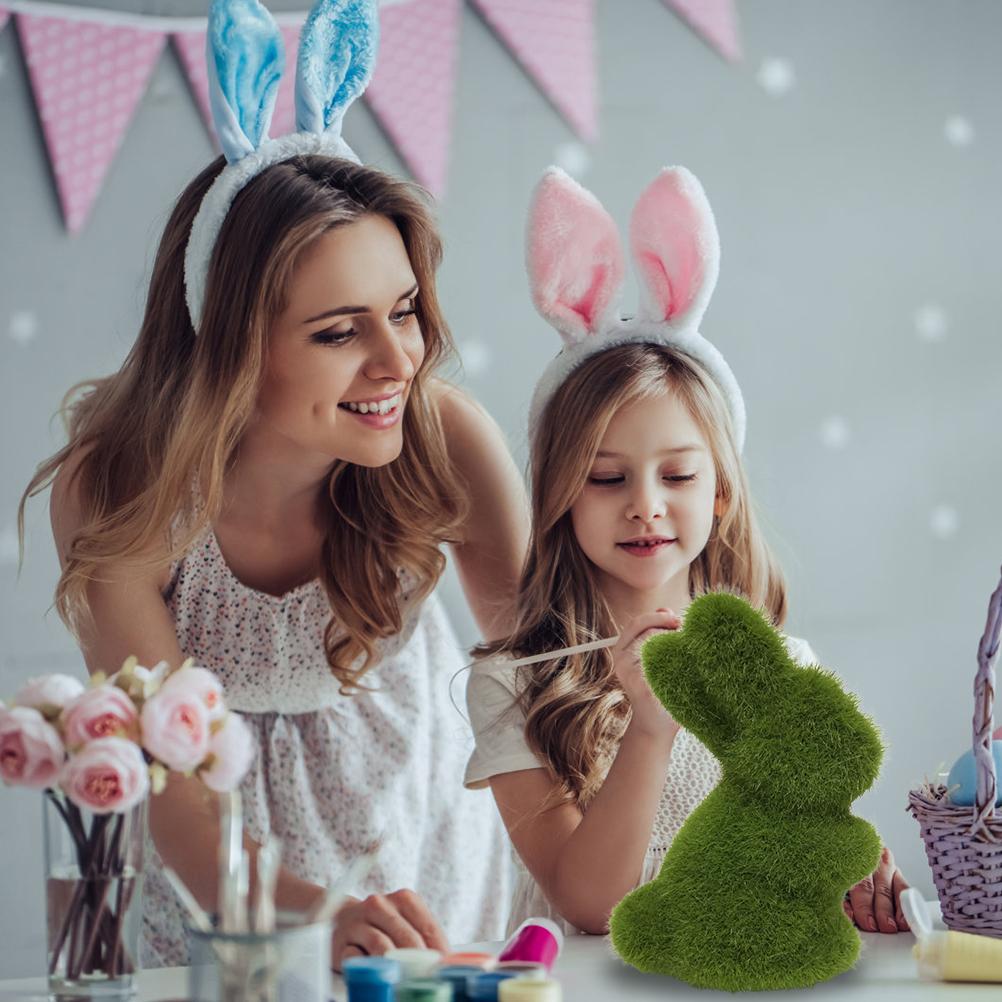 Artificial Moss Bunny Garden Statues Ornaments Durable Lightweight Artificial Animal Ornament for
