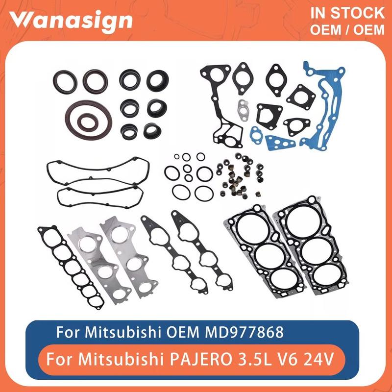 Engine Full Gasket Set Overhaul Gasket Kit Fit 3.5 L 24V For Mitsubishi PAJERO Europe V65W V75W 6G74 3.5L V6 1998-2008 MD977502