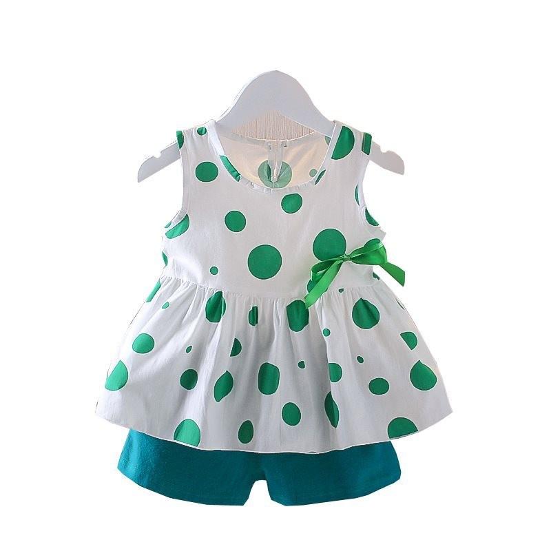 Bezauberndes zweiteiliges Sommerkleid-Set für kleine Mädchen, weich und leicht für Kleinkindalter eins bis drei