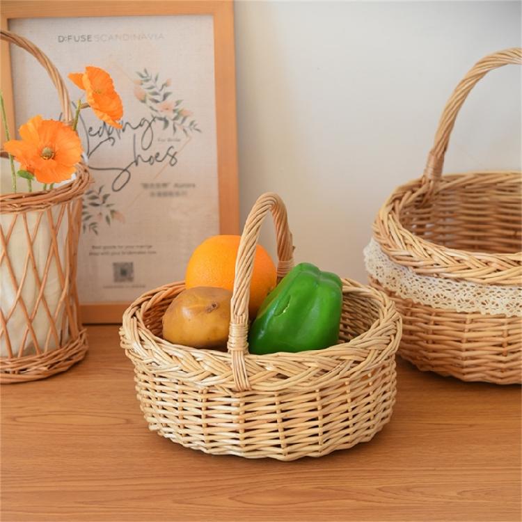 Fruit Bread Basket Breathable Rattan Basket Vegetable Storage Serving Basket for Wedding Home Party Photography