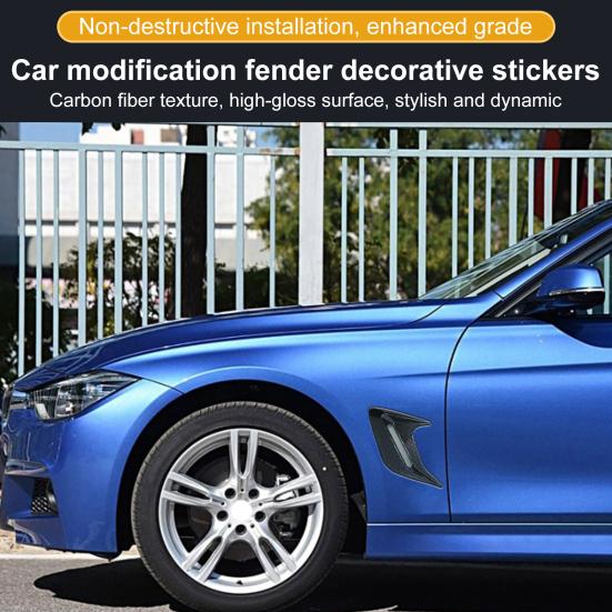 Car Shark Gill Side Vent Decals ABS Chrome Fender Trim Self-Adhesive Stick-On Exterior Hood Ornament Sporty Car Vent Sticker Fit for Most Cars