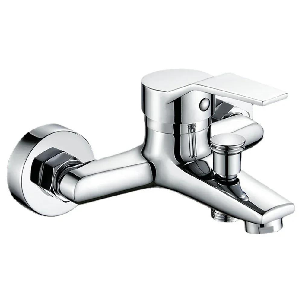Chrome Bathroom Faucets Bathtub Facuet Wall Mounting Cold and Hot Shower Faucet Dual Spout Single Handle Mixer Tap