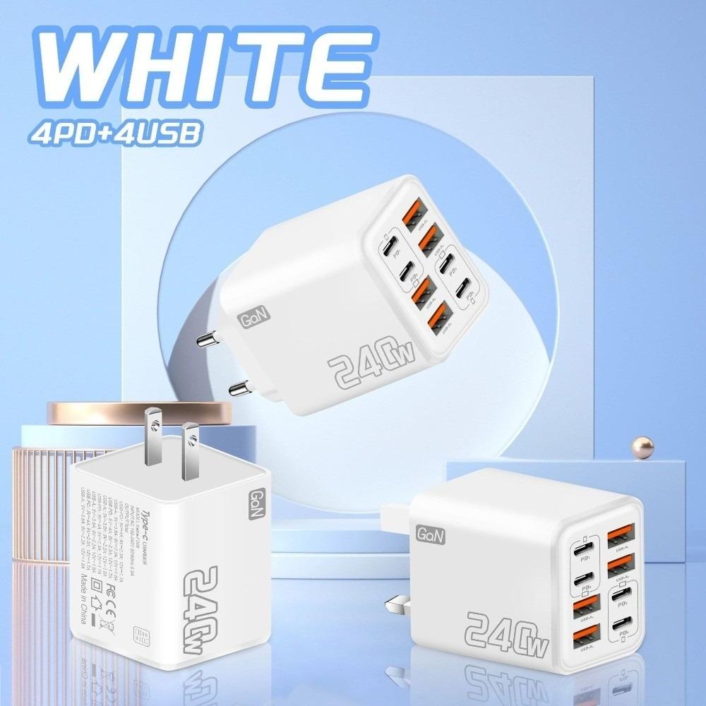 240W Power USB C Charger Head 8 Ports Fast Charger Adapter Wall Charger Adapter Mobile Phone