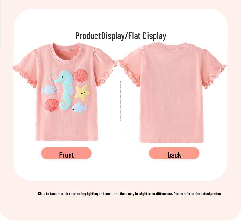 Summer 2026 Girls' Animal Print Short-Sleeve T-Shirt - European and American Fashion, Round Neck Children's Tee