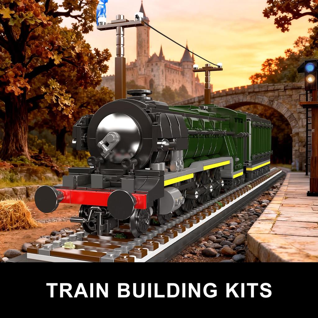 Mould King 12044 Classic Steam Locomotive Model Blocks, 1766 Pieces, Static Display Model Train, Building Toy for Teens & Adults, Perfect for