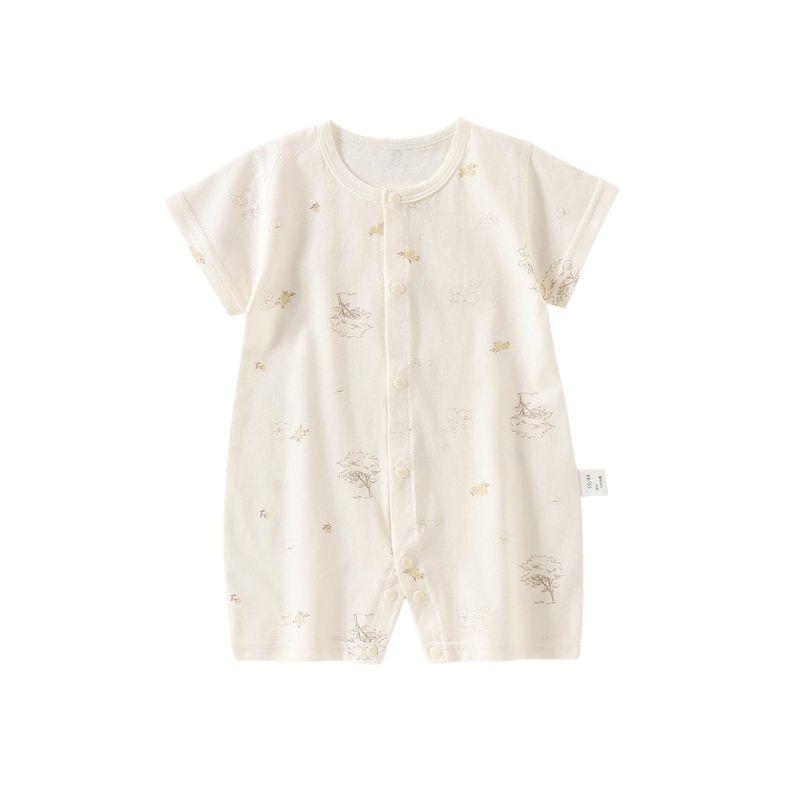 Summer Pure Cotton Baby Jumpsuit, Soft Pajamas, Newborn Class a Clothing, Baby Seamless Short-Sleeved Jumpsuit 0