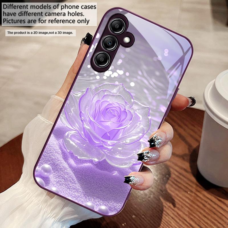Gradient Crystal Rose For Samsung A 73 72 71 A70 56 55 54 A53 52 A51 A50 42 A35 A34 33 32 31 26 25 24 23 22 30 glass phone case