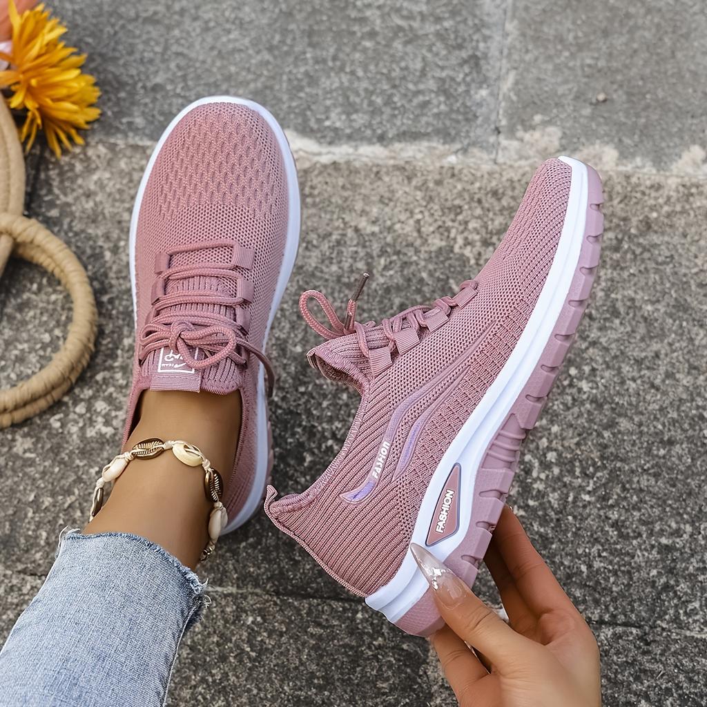 Women'S Casual Athletic Shoes - Breathable Mesh Thick Sole Sneakers, Lightweight Lace-Up Running Shoes, Comfortable