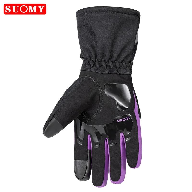 SUOMY Winter Warm Women Motorcycle Gloves Cold-proof Equipment Waterproof Motocross Motorbike Racing Riding Heated Racing Glove