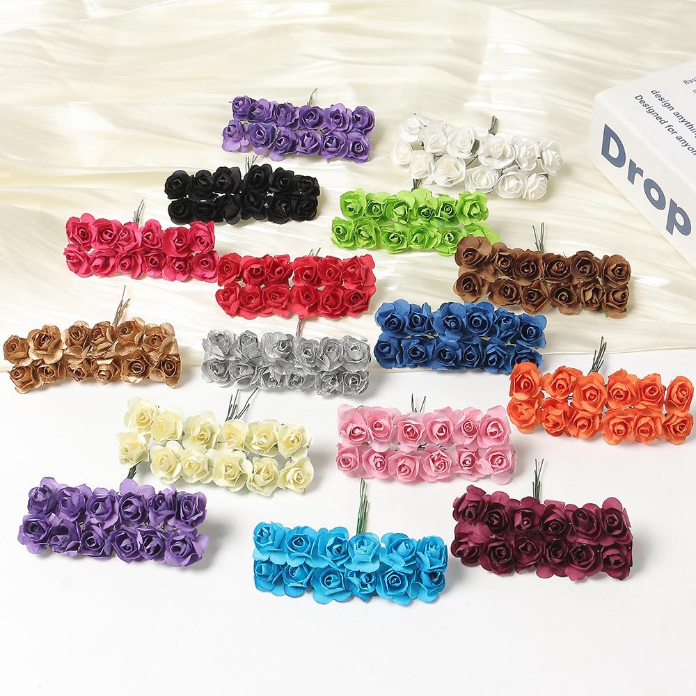 144Pcs Artificial Rose Bouquets Paper Fake Flowers Home Room Decor Wedding Decoration Christmas Navidad 2025 New Year DIY Wreath