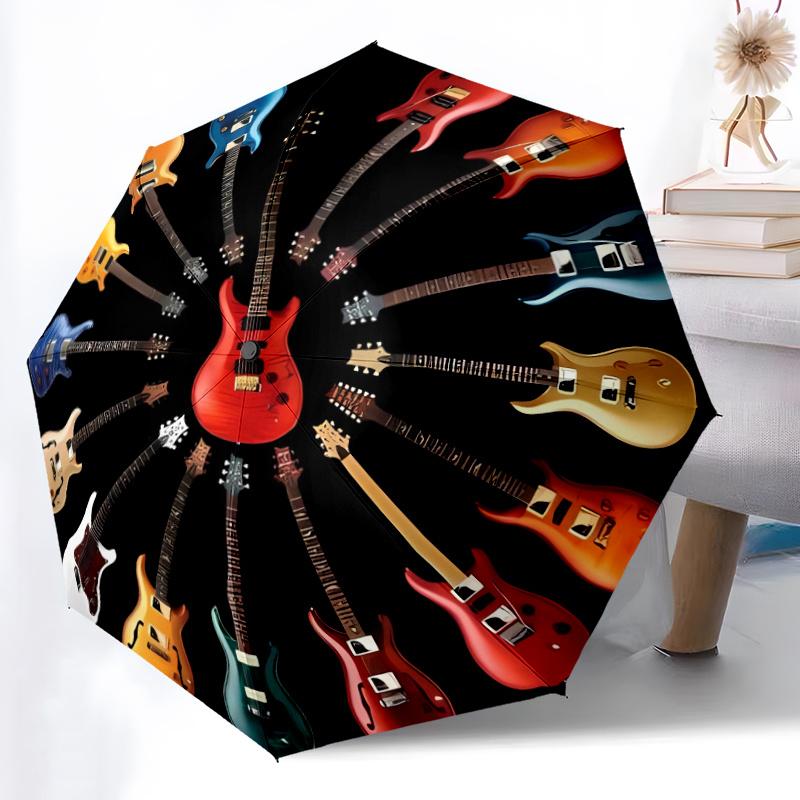 Automatic Open/Close Guitar Umbrella with Shielding & - Electric Guitar Collection Design (Red, Blue, Orange, Teal, Black) - S