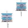 2pcs Mediterranean Style Wall Hooks Towel Hat Coat Hangers Bathroom Bedroom Clothes Coat Towel Holder Rack - Wheel + Anchor