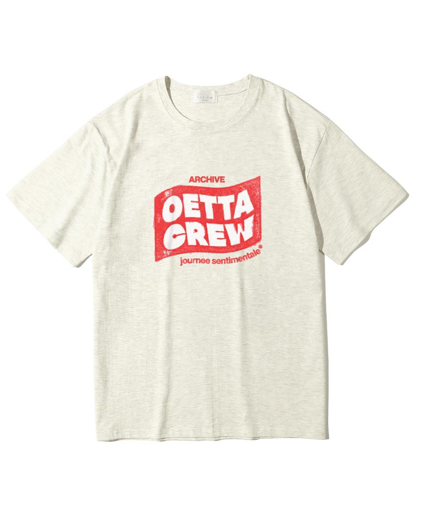 Oeta Crew Box Double Cotton Oversized Short Sleeve T-Shirt Oatmeal Ots26035