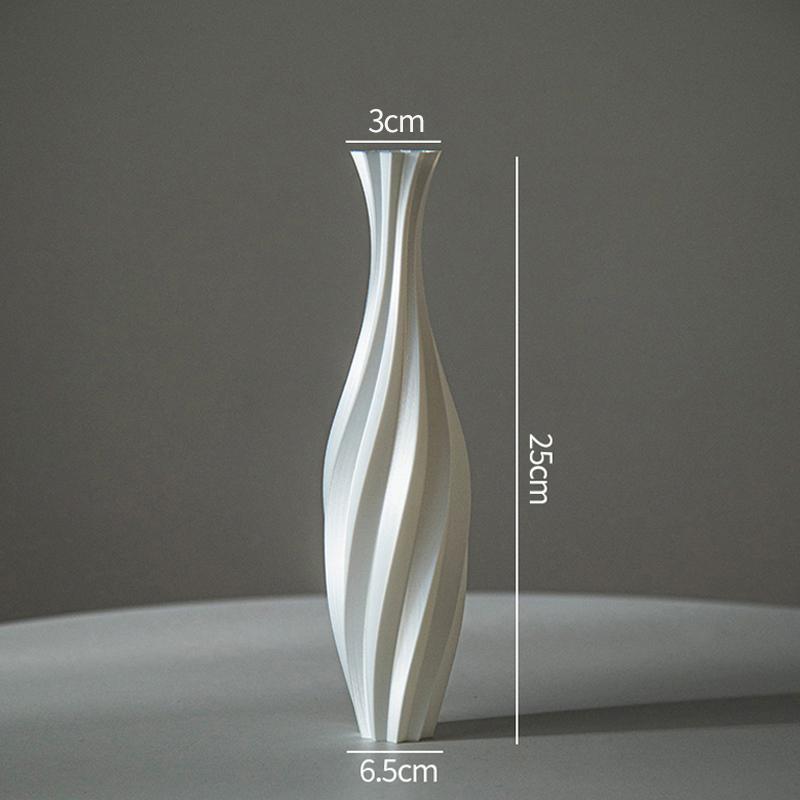 White Imitation Ceramic Vase Modern Simple Plastic Vase INS Flower Arrangement Ornaments Artistic Aesthetic Home Decoration
