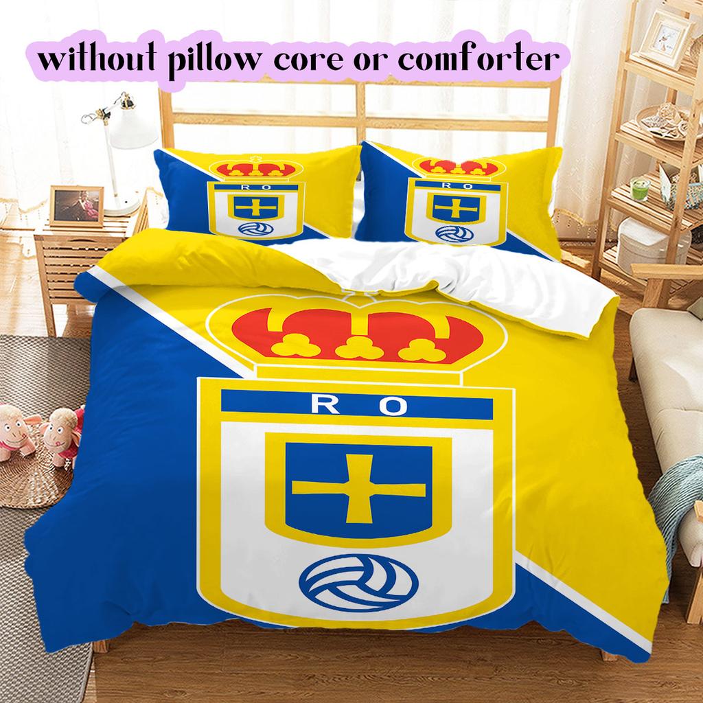 Biancheria da letto con motivo Real Oviedo, Set piumone Copripiumino Federa Regalo di Compleanno per la Casa (1*copripiumino+2*federe,senza imbottitura)