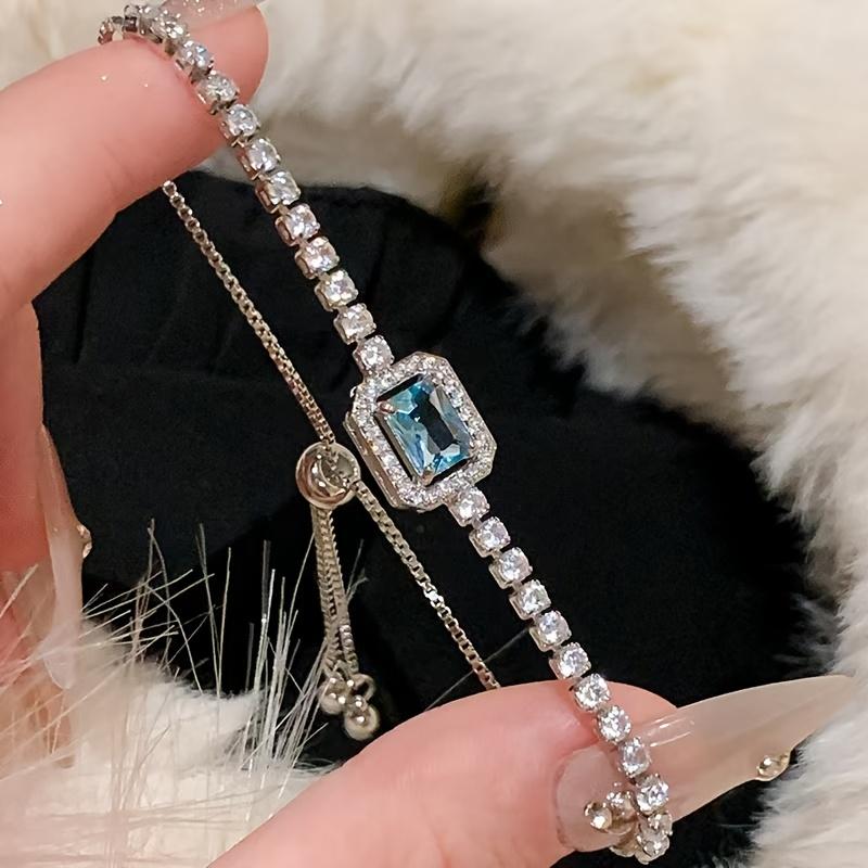 One Square Sugar Sparkling Faux Bracelet Jewelry Women's High-End Wristband