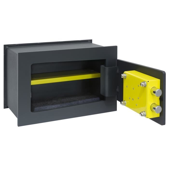 Arregui Ideal 10 281320 Coffre-fort à emmurer, haute sécurité 10mm, ouverture à clé, petit 23 x 35 x 20 cm, 10 L Gris foncé