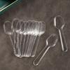 500pcs Clear Disposable Plastic Spoons Lightweight Thickened Disposable Wrapped Spoon Transparent Durable Dessert Cake Scoop