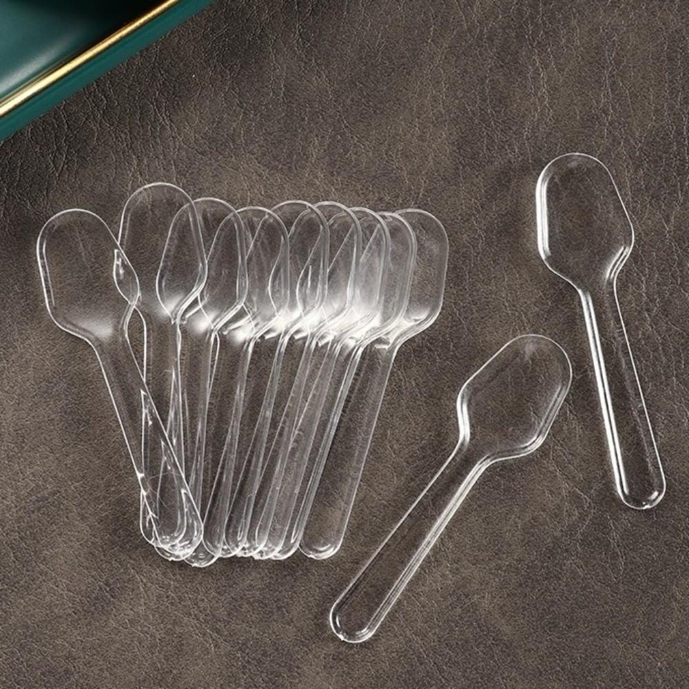 500pcs Clear Disposable Plastic Spoons Lightweight Thickened Disposable Wrapped Spoon Transparent Durable Dessert Cake Scoop