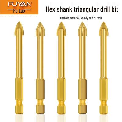 Hex Shank Triangle Drill Bit for Tile - Carbide Threaded Cross Twist for Hole Drilling