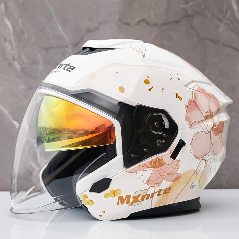 

Mxnrte Шлем Пруд розовых лотосов Мужской и женский шлем-половинка с двойным визором Мотоциклетный внедорожный защитный шлем Casco Casque Одобрено DOT S