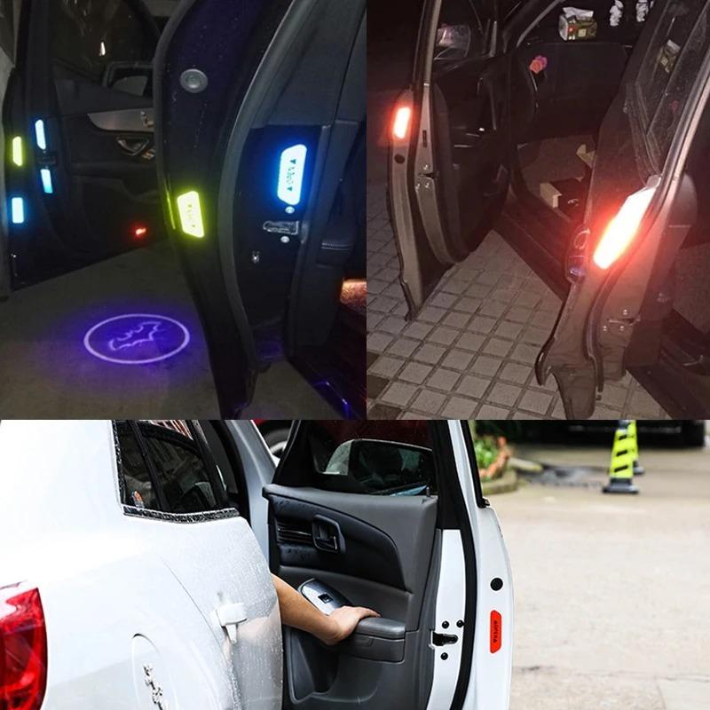 12pcs Reflective Car Door Sticker Safety Opening Warning Reflector Tape Decal Auto Car Accessories Exterior Interior Reflector