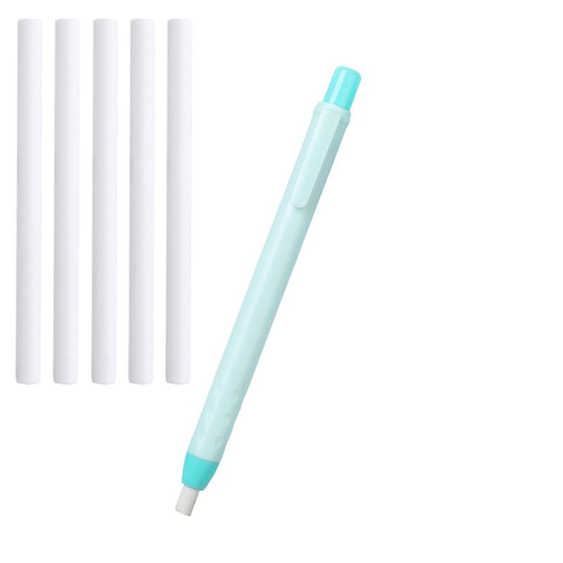 6Pcs/Set School Students Stationery Creative Pen Shape Press Type Pencil Eraser With Replaceable Core Painting Erase Supplies