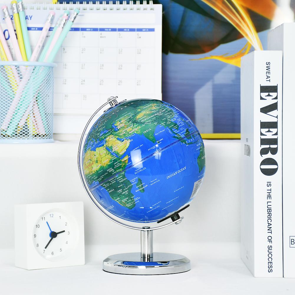 14CM Metal Frame Plastic Geography Education Globe Earth World Map Globe Light Lamp for Decor Kids Teaching Tool