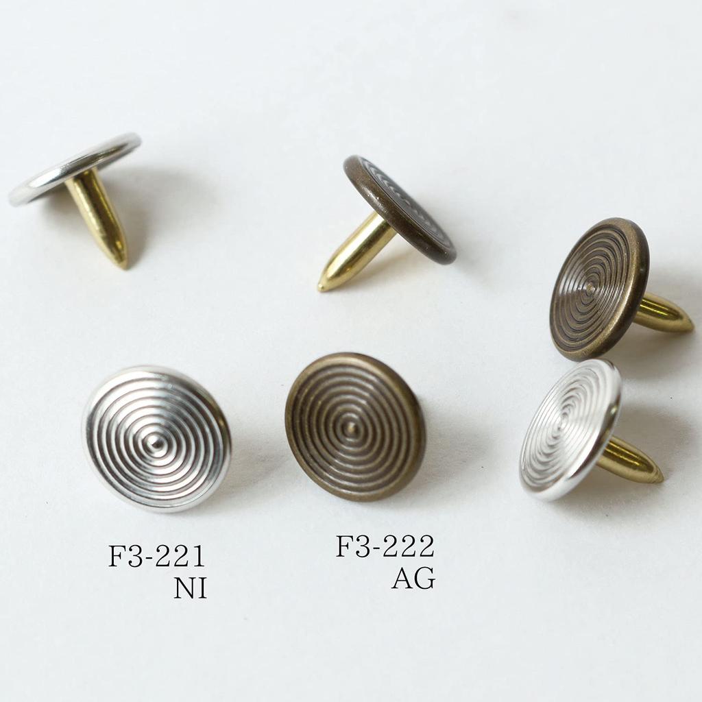 Nippon Chuko Rivet 20 Antique Craft Rivets Buttons, Pieces, 9.1mm Diameter, Gold, F3-222, Supplies,