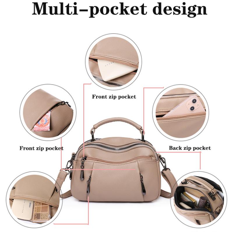 New Handbags for Women Luxury Designer Leather Shoulder Bags Multiple Pockets Crossbody Purses Sac Bandouillere Femme Solid FLAP