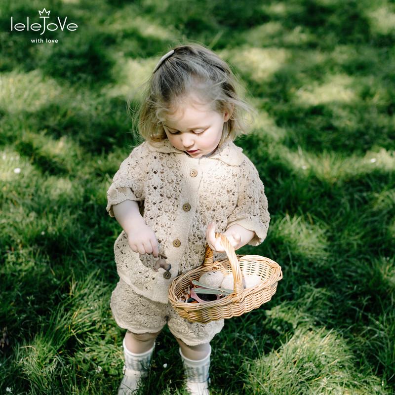 LELE JOVE Baby Girl Nordic Style Knitted Hollow Cardigan 110