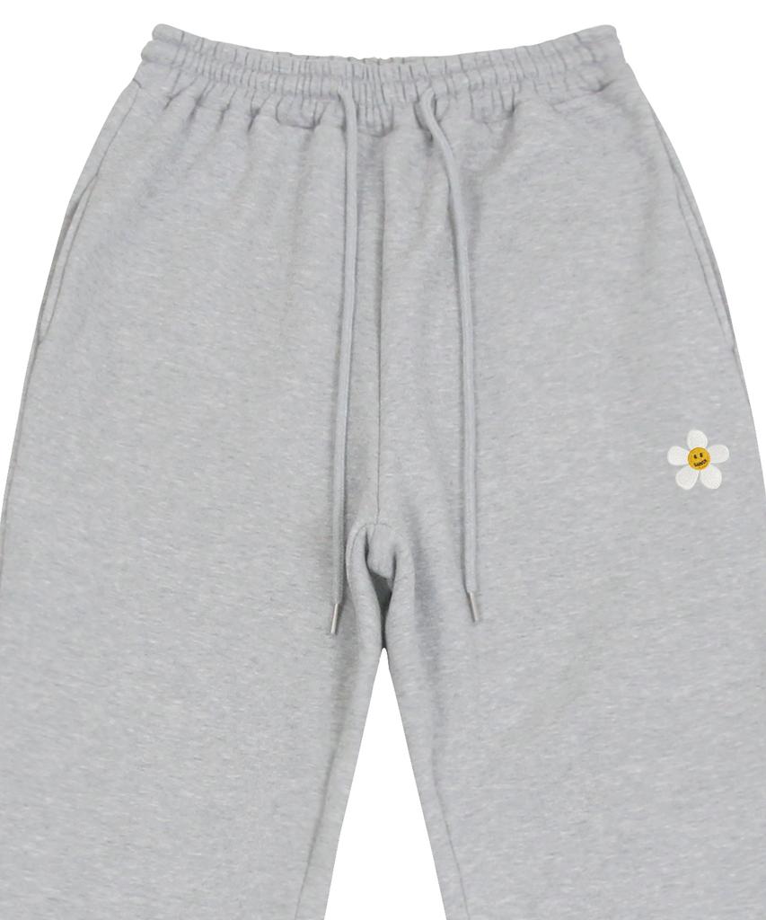 GRAVER [Unisex] Flower Dot Embroidered Sweat Jogger Pants_Gray