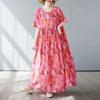 Simple and Fashionable Long Skirt Summer Short Sleeved Round Neck Printed Dress