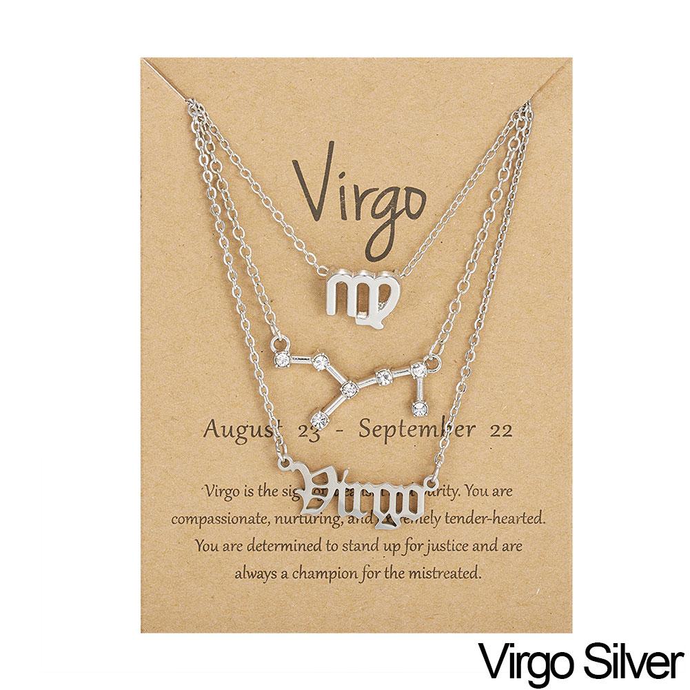 Fashion 12 Constellation Zodiac Star Sign Pendant Clear Zircon Women Necklaces Pisces Aries Taurus Horoscope Amulet Jewelry