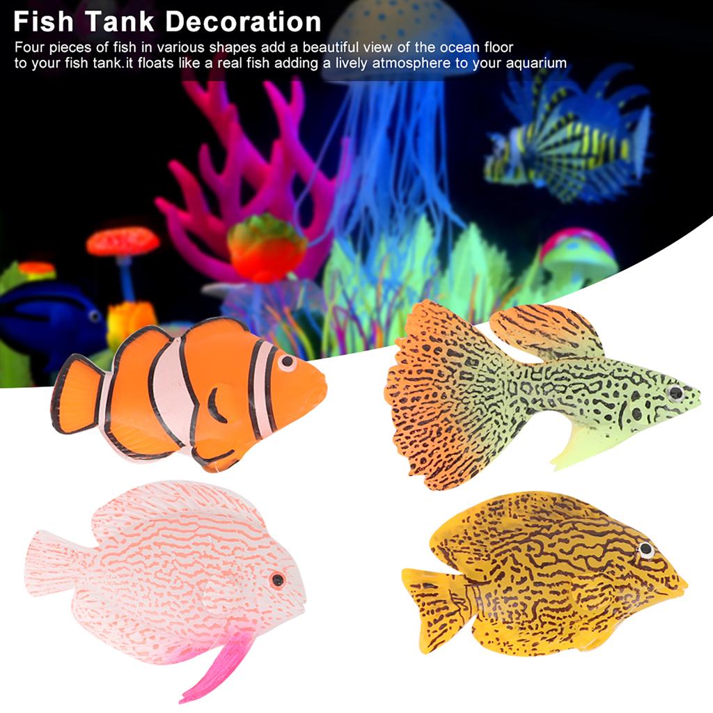 Aquarium Fish  Luminous Silicone Artificial Fake Fish Landscape Ornament Decoration Accessory Aquarium Simulation Fish
