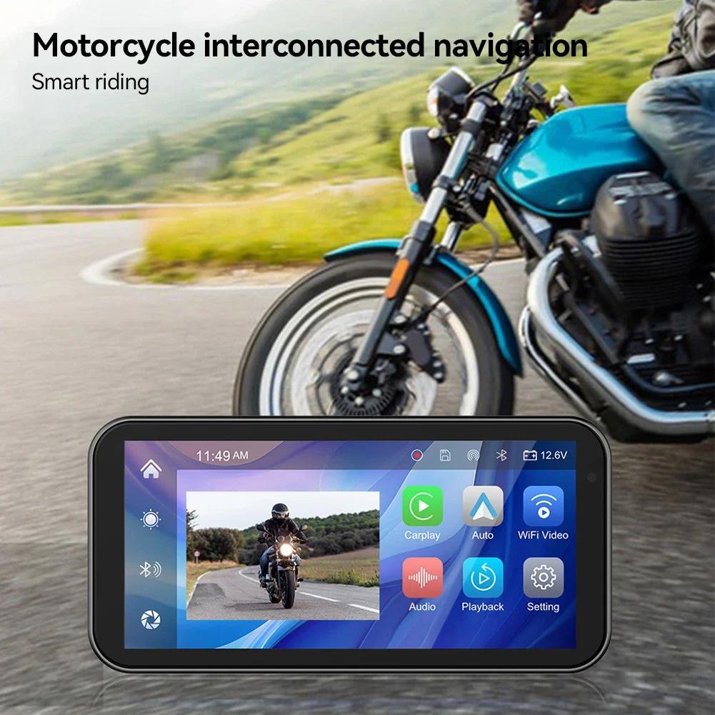 6.25inch Motorcycle Carplay MP5 Portable Smart Player Wireless Carplay Android Auto with Front&Back Camera Motorcycle DVR