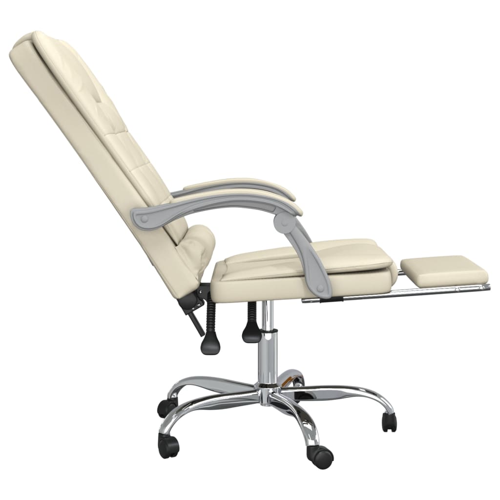 Massage Office Chair In Cream Synthetic Leather