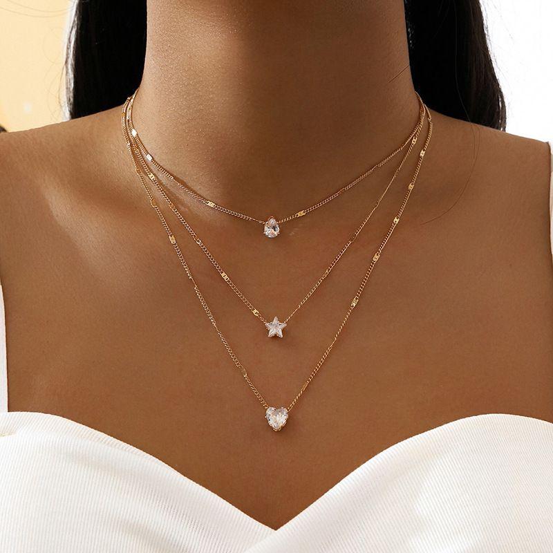 617 Low Price Multilayer Chain Choker Fashion Shiny Women's Jewelry Trendy Zircon Pendant Necklaces for Women Female Party Gift