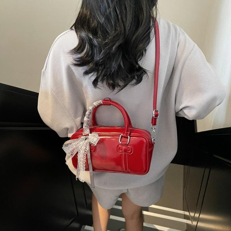 Y2K Korean Kawaii Bowling Bags For Women Designer Handbags And Purses 2026 New PU Leather Commuting Shoulder Crossbody Bag