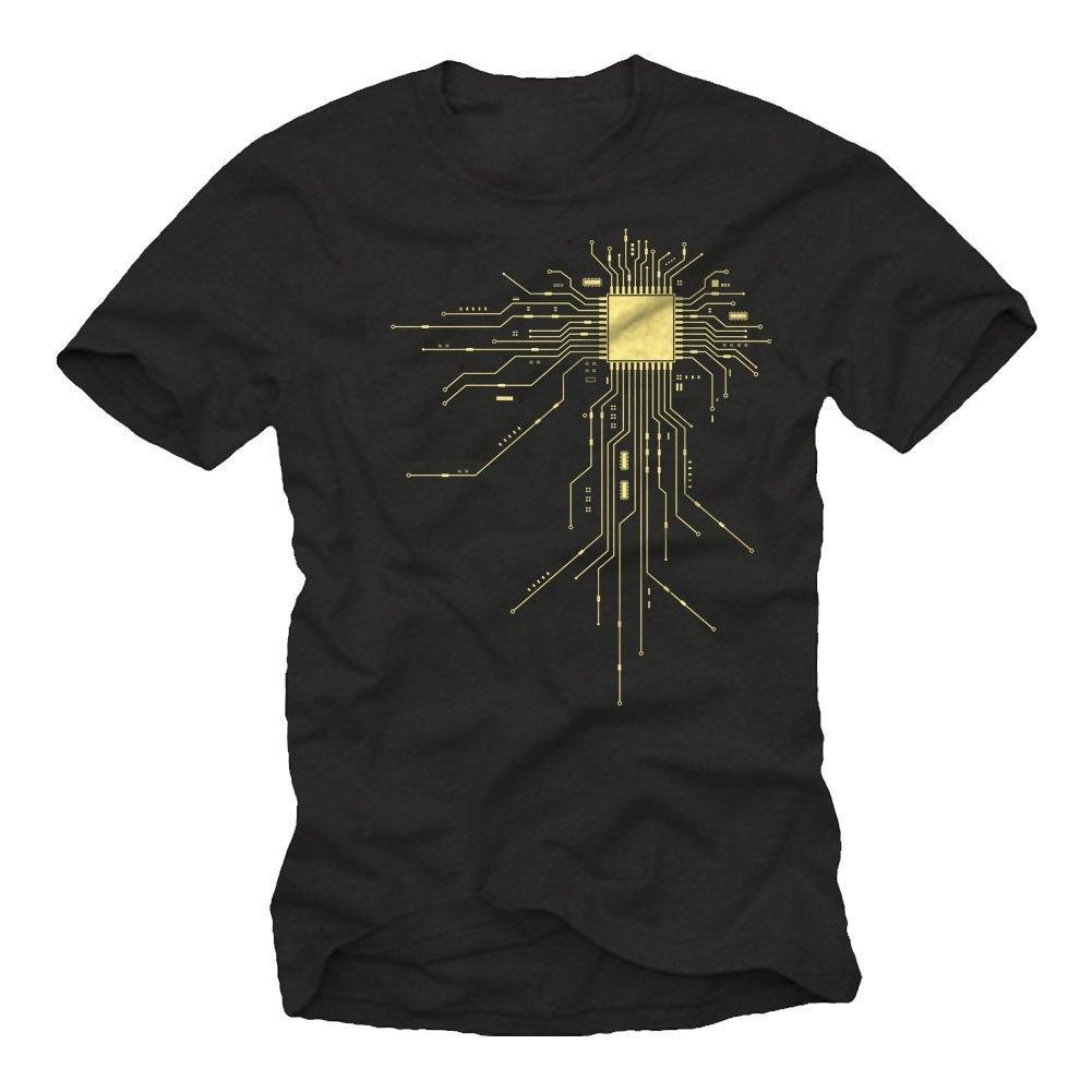 Cool Computer Geek Tshirt For Unisex With Cpu Print Gamer Gift Crew Neck Short Sleeve Tshirt Cotton Unisexs Fashion Streetwear
