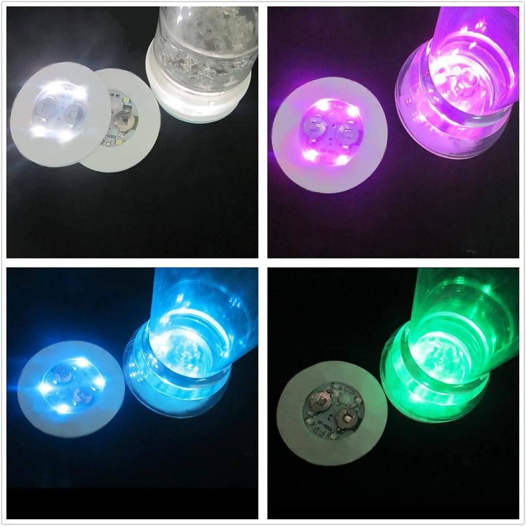 350PCS Luminous Coaster LED Bar Drinks Cup Pad Wine Liquor Bottles Coaster Atmosphere Light Cup Sticker Light-emitting Props
