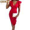 Fashion Summer Spring Short Sleeve V-Neck Casual Dresses Unique Design