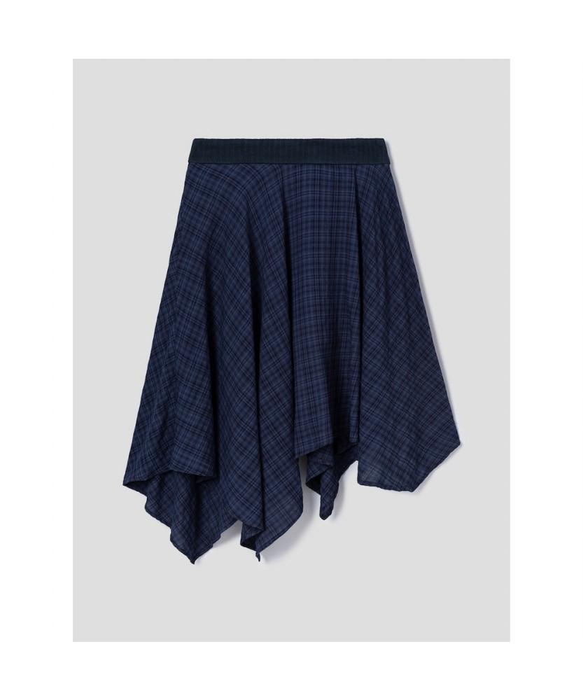 8SECONDS Check Pattern Skirt Navy