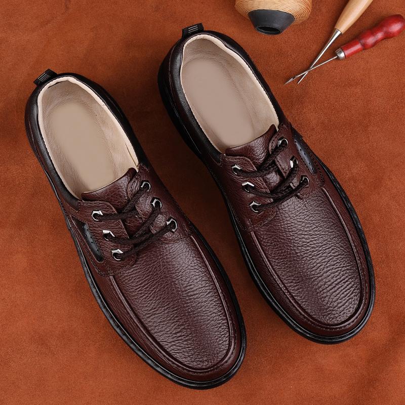Fashion Handmade Genuine Leather Mens Casual Shoes Antiskid Man Loafers Comfort Walking Shoes All-match Treking Flats Hot Sale Moccasins