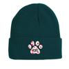 Dog Cat Paw Print Heart Knit Hat Beanie, Valentine's Day "XOXO LOVE KISS", Cozy Stylish Knitted Cap Beanie