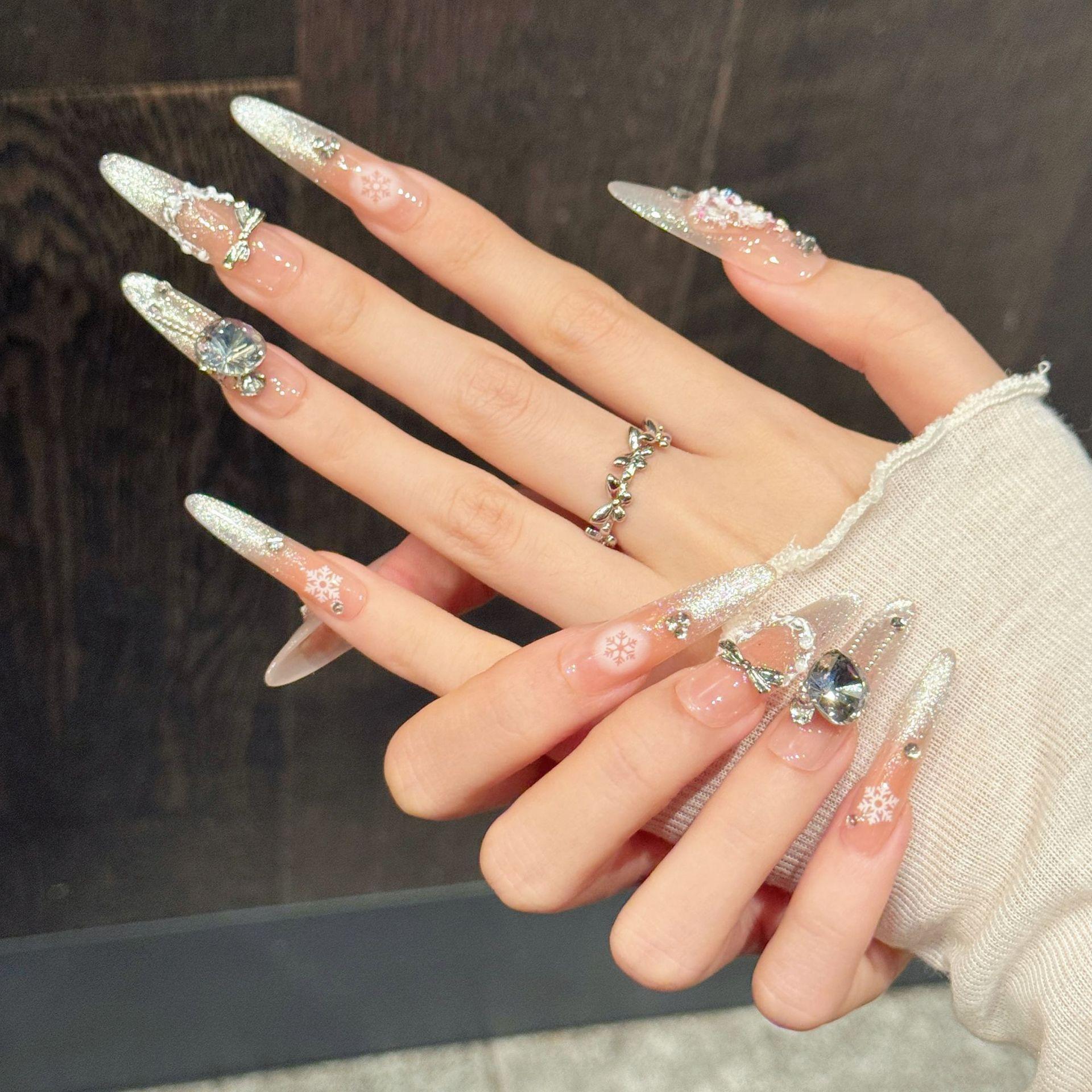 

Накладные ногти Длинные стилеты Глиттерные накладные ногти Прессованные ногти с 3D дизайном Многоразовые акриловые накладные ногти Полное покрытие Клей для ногтей Наклейки для ногтей для женщин S