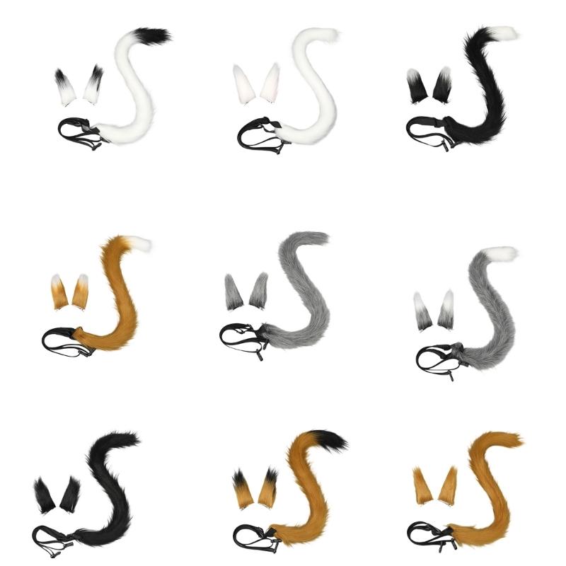 Multiuse Furry Plush Cats Tail Hair Clip and Bendable Tail Props Cosplay Costume Accessories For Women Teens Anime Event