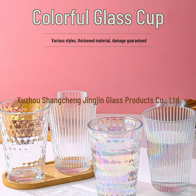 Dazzling Raindrop Glass Cup - Vertical Stripe, Heat-Resistant, Transparent, Thickened, Ins Style.