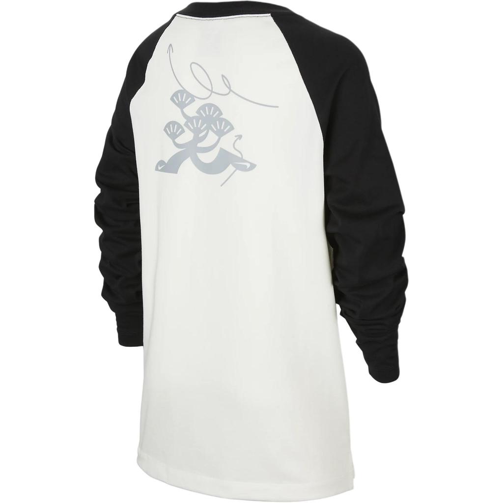 Nike Dri-Fit Athletics Comfortable Soft Loose Round Neck Quick-Dry Long Sleeve T-Shirt Kids Tops Sail-White Black HQ4742133